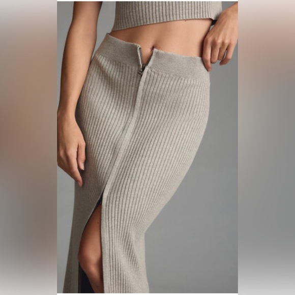 Daily Practice | Ribbed gray sweater midi skirt Women’s size M Anthropologie - Picture 1 of 9